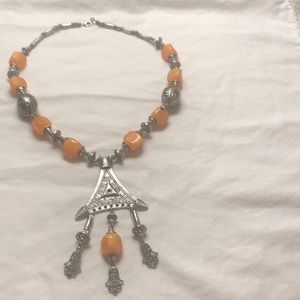 Orange and silver neckless